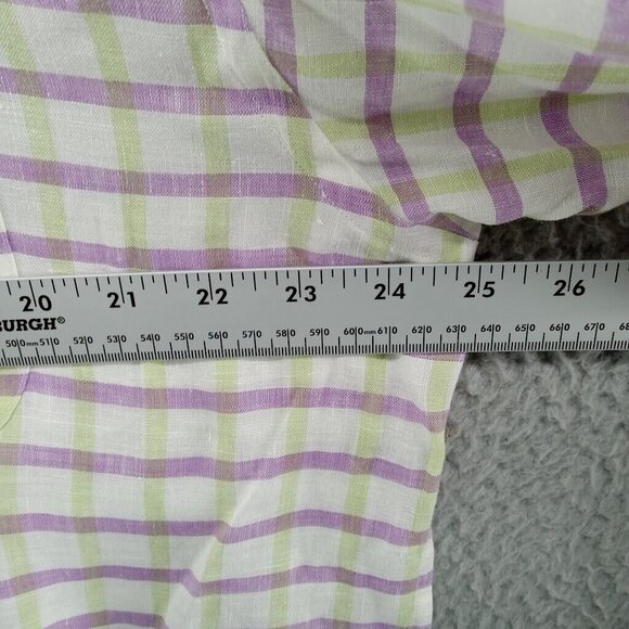 Lincs Shirt Mens Large White‎ Green Purple 100% Linen Button Down David Chu - Picture 5 of 7